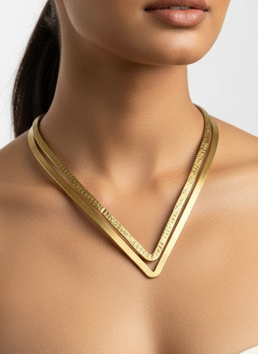 V-Shaped Brass Hasli Necklace