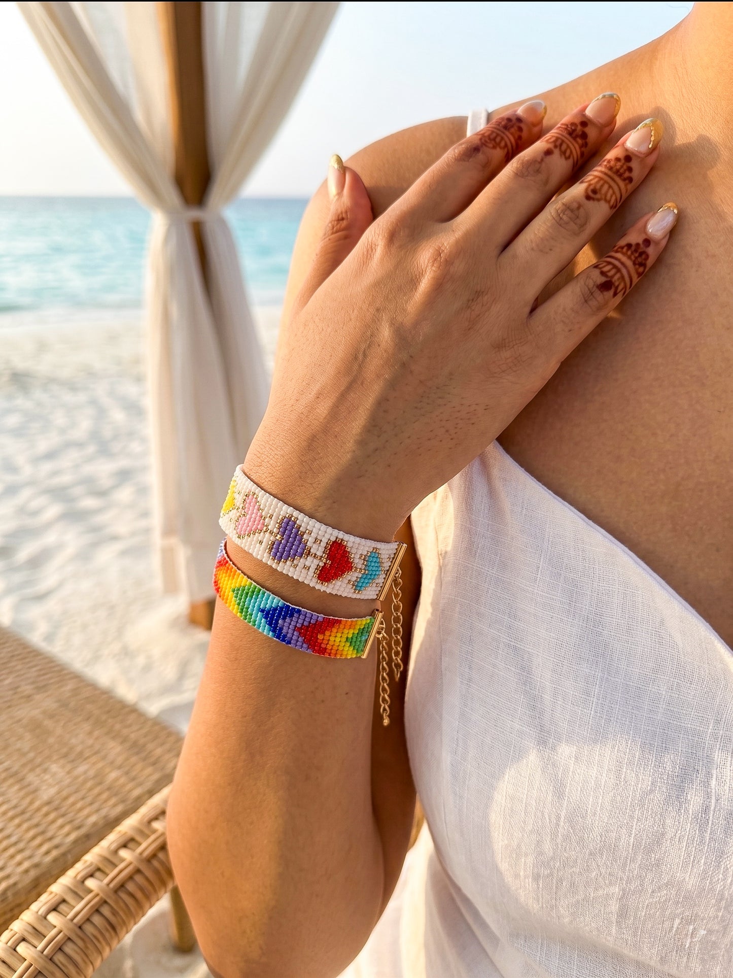 Happy Vibes Rainbow Stack Handmade Beaded Bracelet