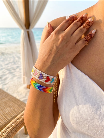 Happy Vibes Rainbow Stack Handmade Beaded Bracelet