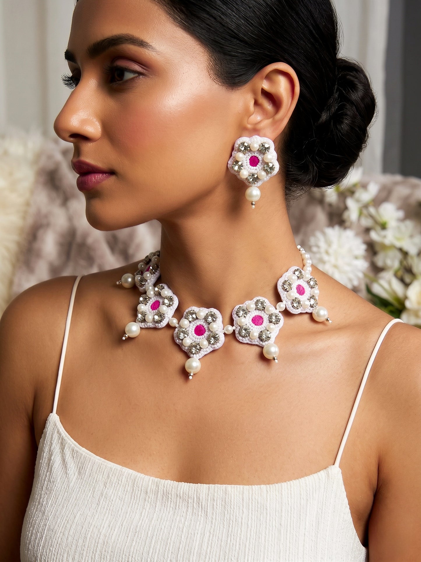 Luna Pearl Handmade Necklace + Earrings Set