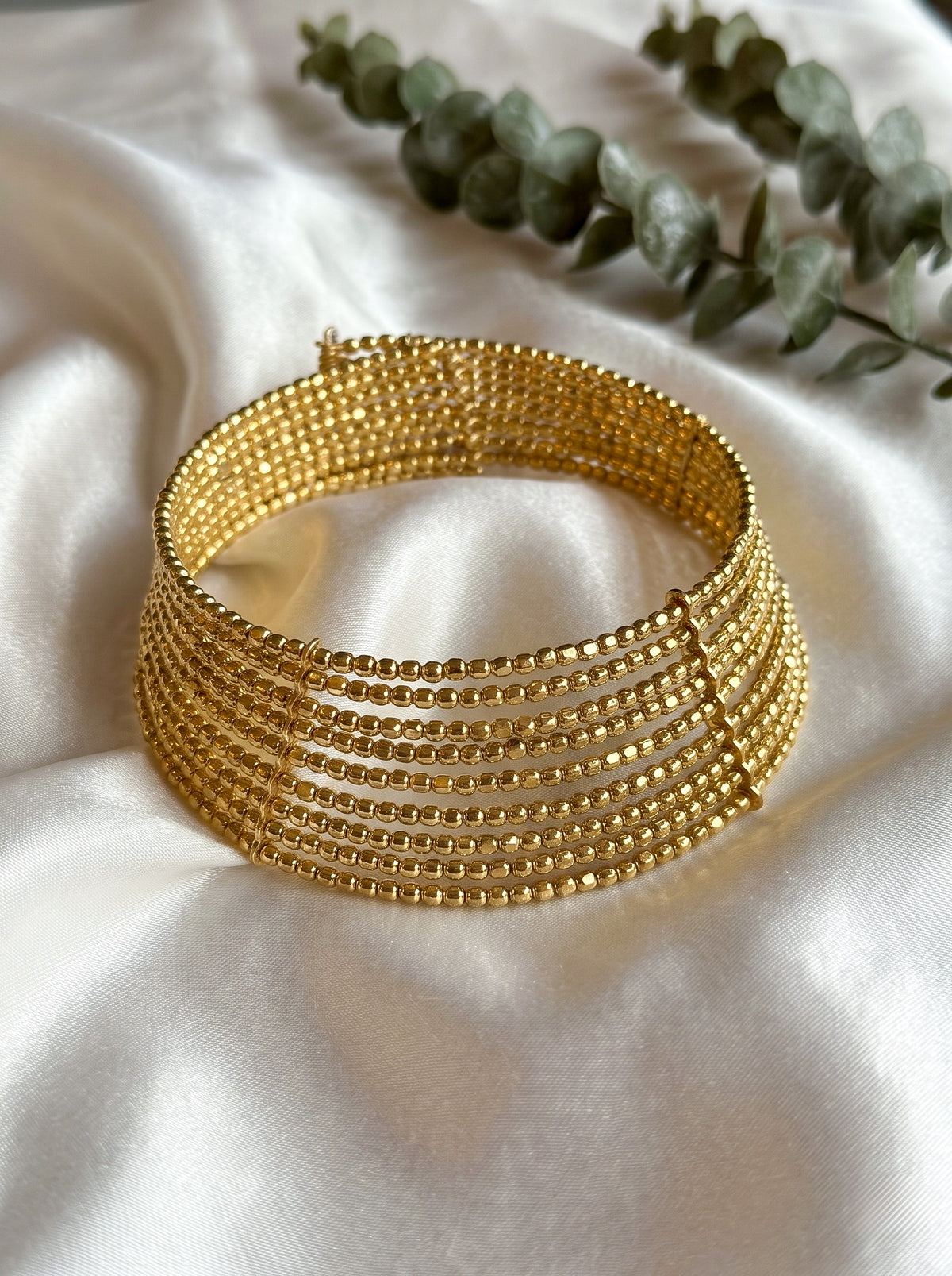 Myra Gold Beaded Handmade Hasli Necklace