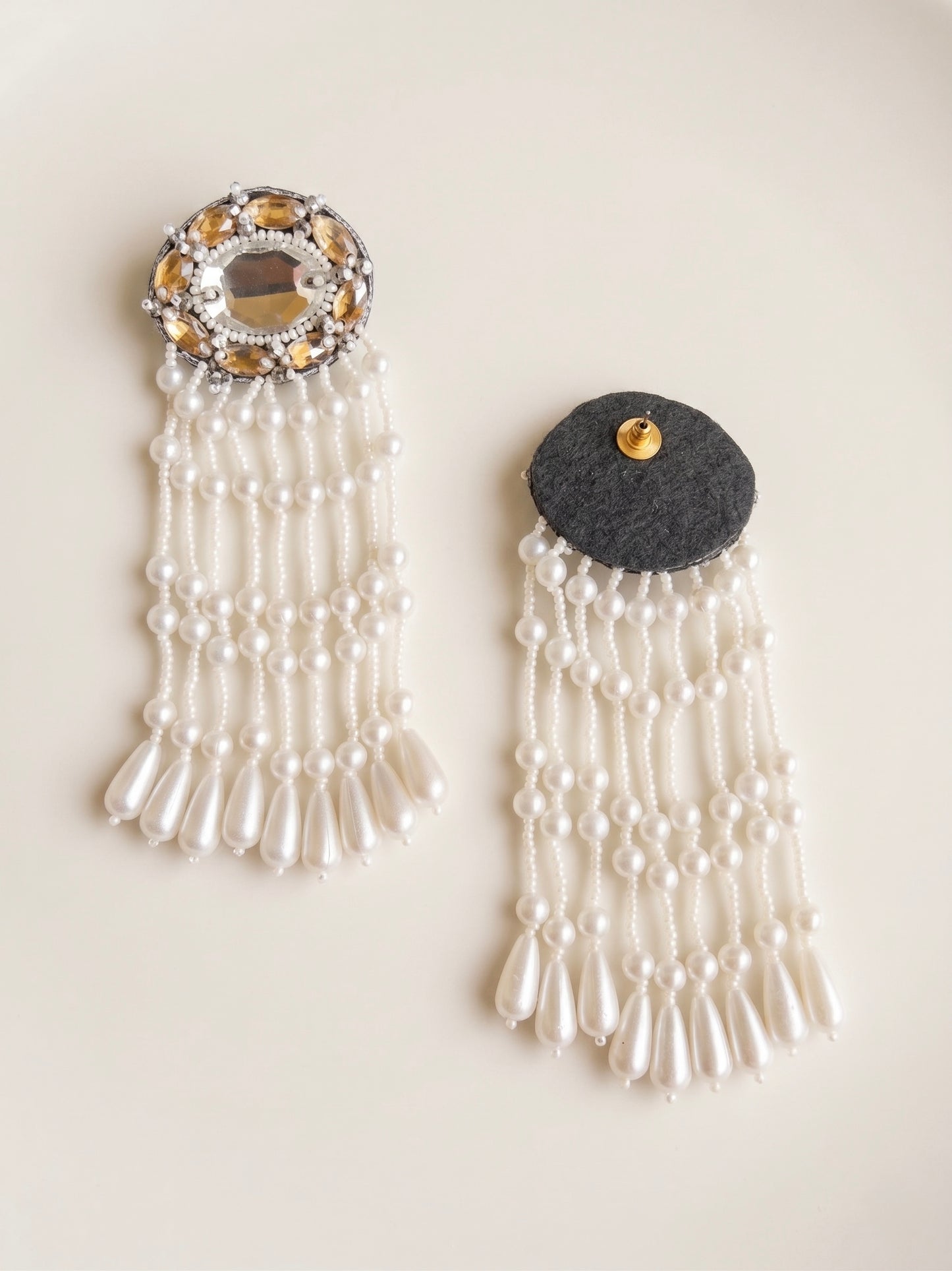 Taara Handmade Beaded Pearl Tassel Earrings