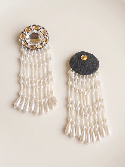 Taara Handmade Beaded Pearl Tassel Earrings
