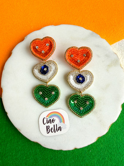 Heart of India Handmade Tricolour Beaded Earrings