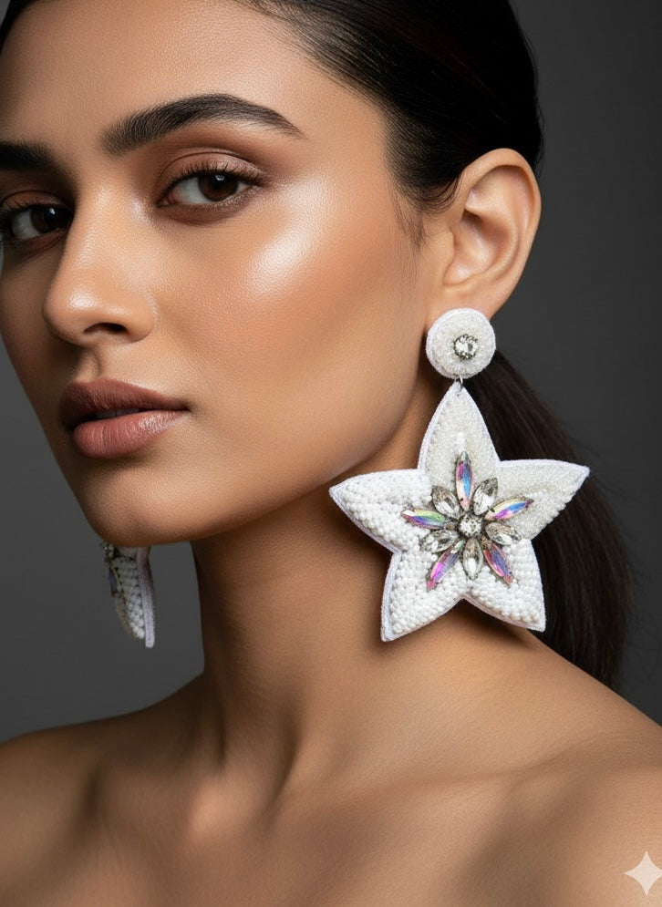 Starlight Shimmer Handmade Beaded Star Earrings