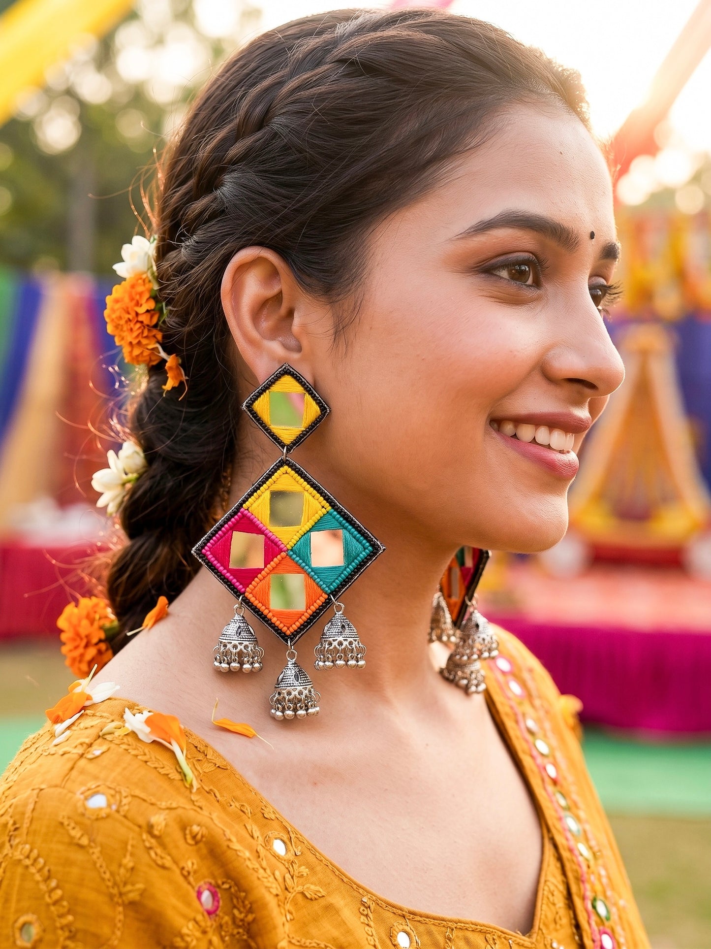 Ranjhana Handmade Beaded Jhumka Earrings