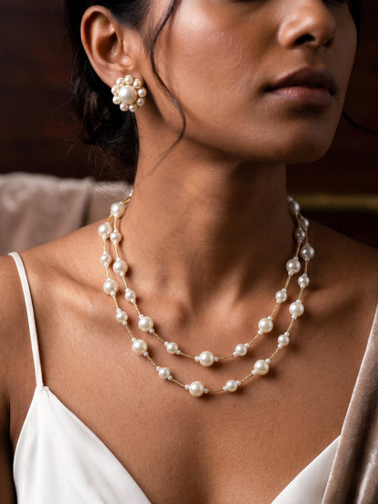 Serena Pearl Handmade Necklace + Stud Earrings Set
