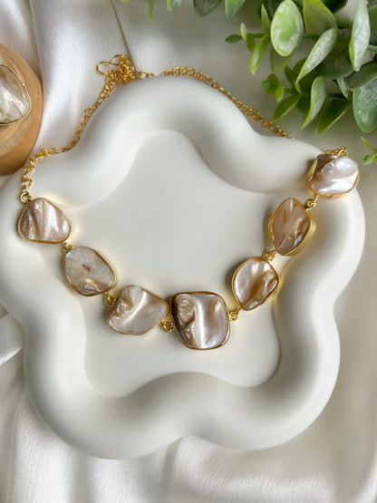 Pearl Elegance Brass Necklace Set