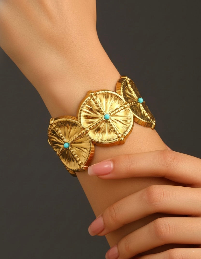 Ferozet 304 Stainless Steel 18k Real Gold Plated Cuff Bracelet