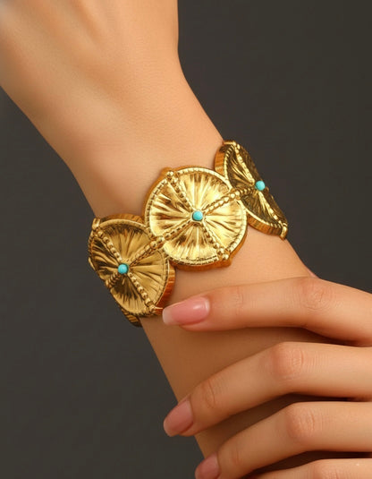 Ferozet 304 Stainless Steel 18k Real Gold Plated Cuff Bracelet