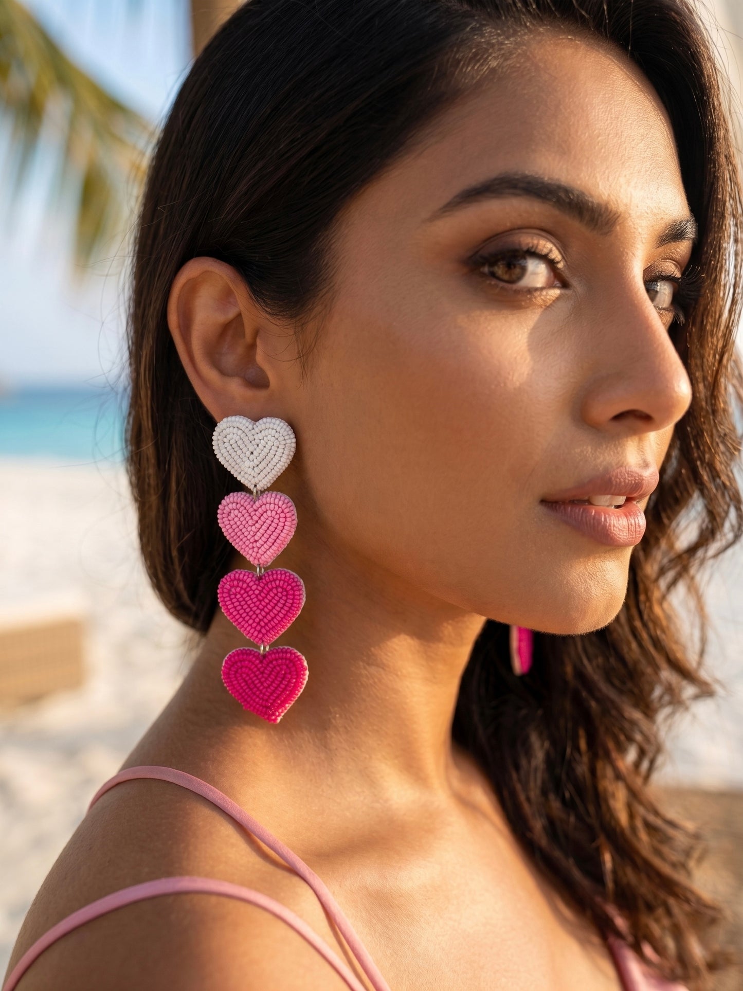 Blush Pink Love Drops Handmade Beaded Earrings