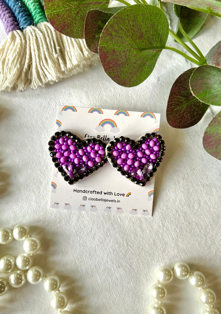 Violet Heartbeat Stud Earrings