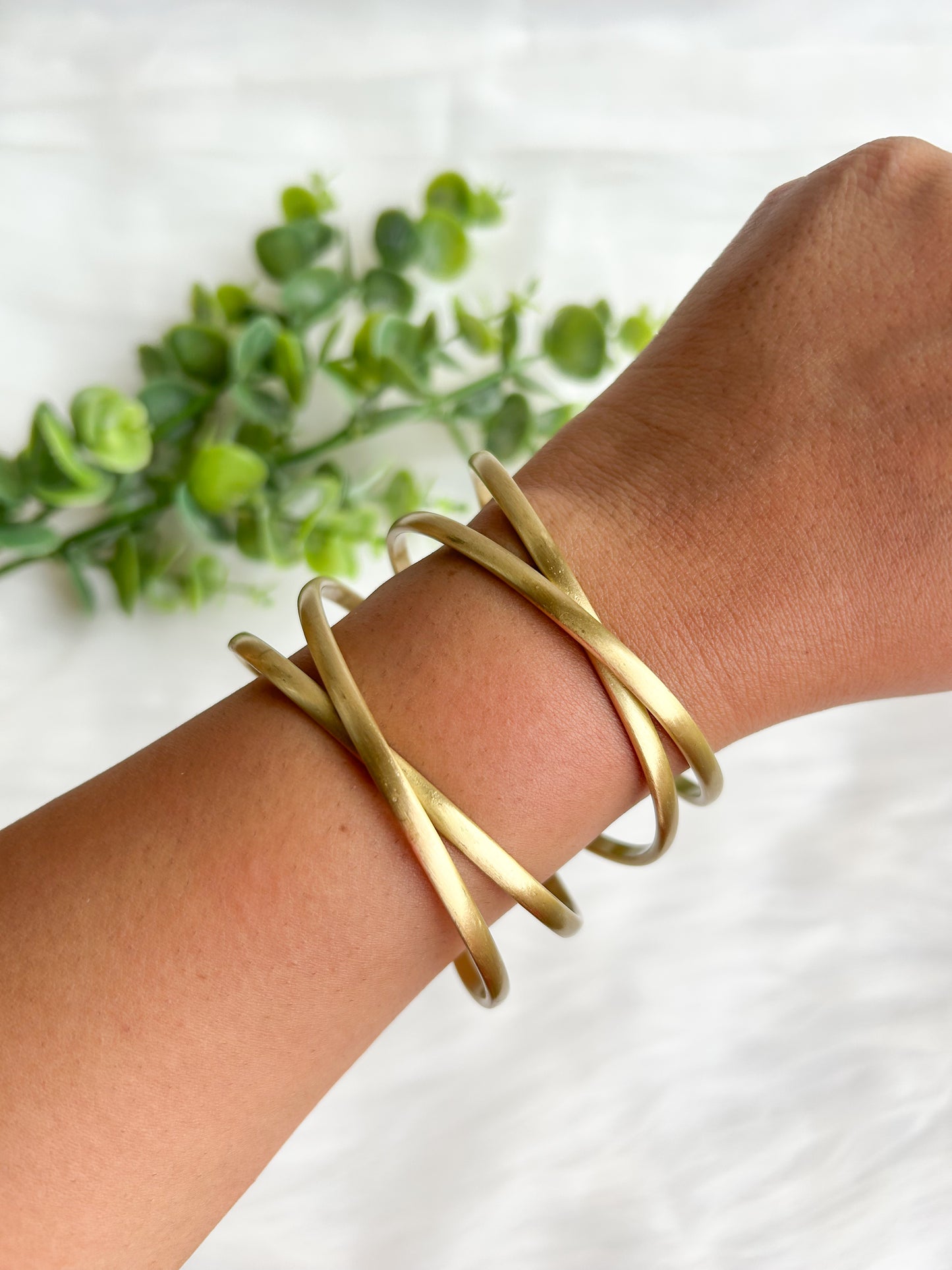 Elina Twist Brass Cuff Bracelet