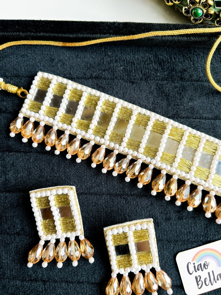 Sitara Gold Handmade Beaded Necklace & Earrings Set