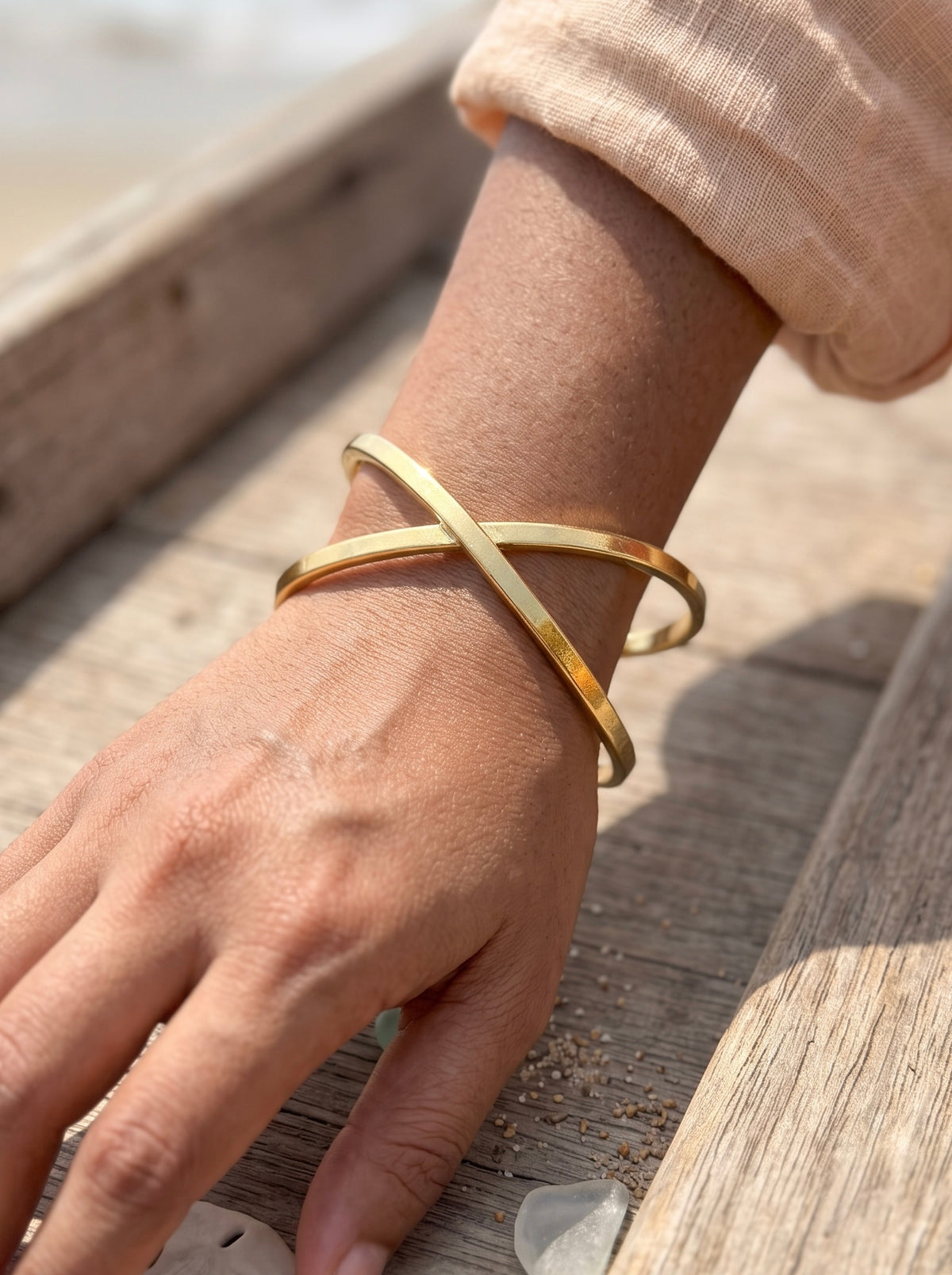 Boho Charm Handmade Brass Cuff Bracelet