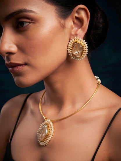 Baroque Pearl Handmade Brass Necklace Set