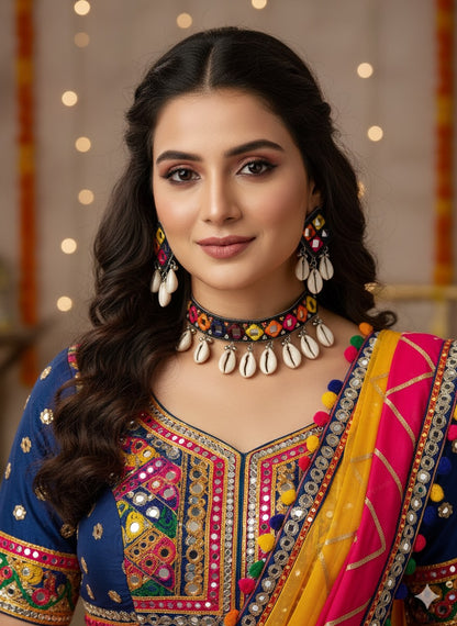 Navrang Handmade Beaded Necklace & Earrings Set