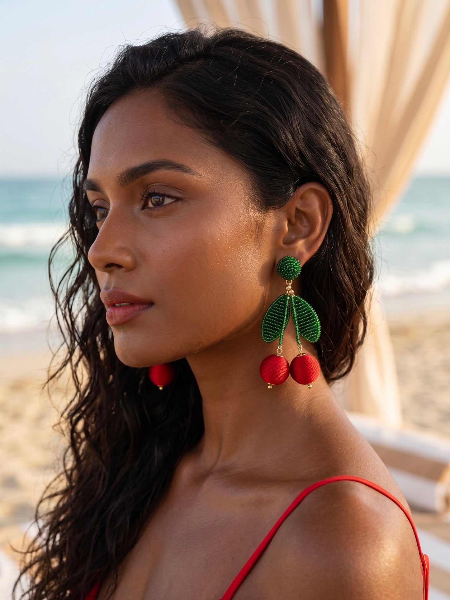 Cherry On Top Red Handmade Beaded Earrings