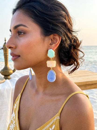 Oceane Blue Resin Drops Statement Earrings