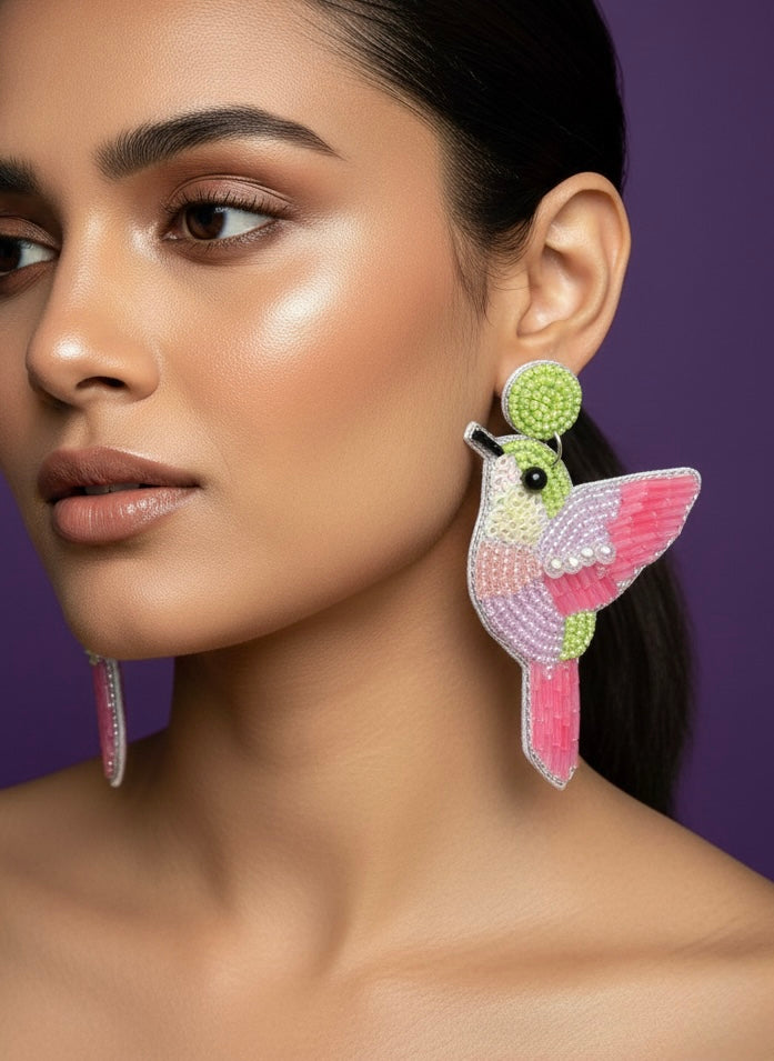 Lyla Humming Bird Handmade Beaded Earrings