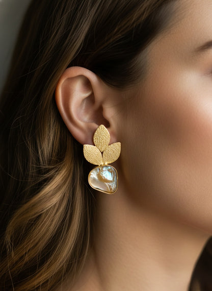 Aurelia Leaves Handmade Brass Earrings