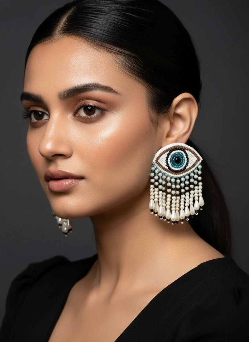 Mystic Evil Eye Tassel Handmade Beaded Earrings