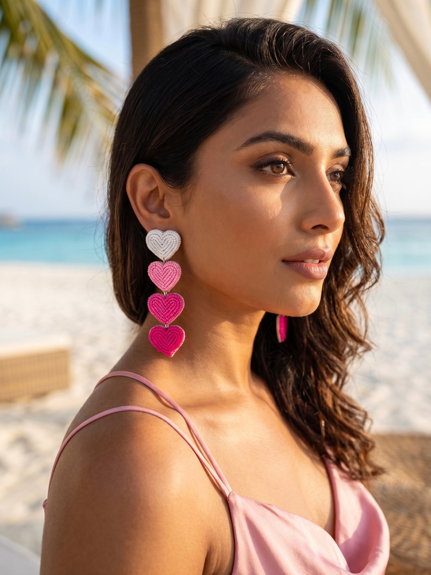 Blush Pink Love Drops Handmade Beaded Earrings