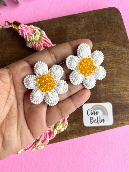 Luxe Flora Pink Handmade Beaded Necklace + Earrings Set