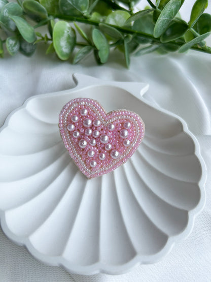 Blushing Pearlheart Handmade Beaded Ring