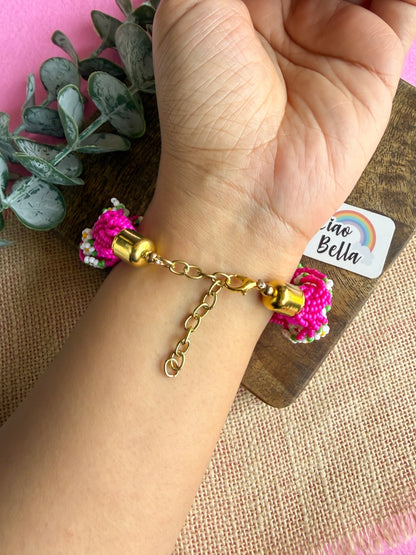 Luxe Flora Rose Pink Handmade Beaded Bracelet