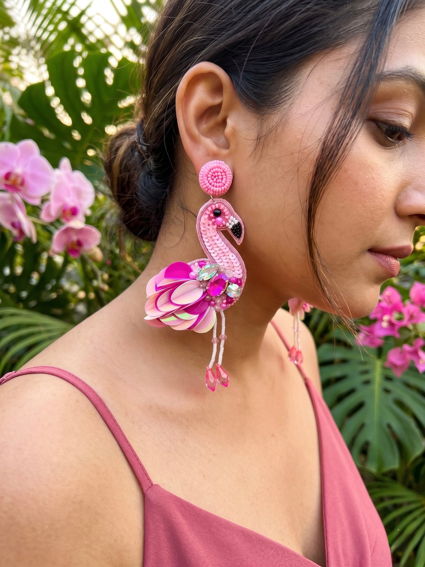Flamazing Flamingo Pink Handmade Beaded Bird Earrings
