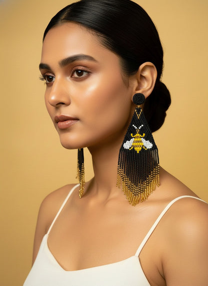Luna Bee Handmade Beaded Tassel Earrings
