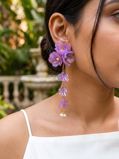 Aurelia Flower Lilac Purple Statement Handmade Beaded Earrings