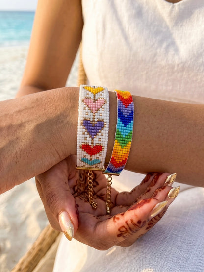 Happy Vibes Rainbow Stack Handmade Beaded Bracelet
