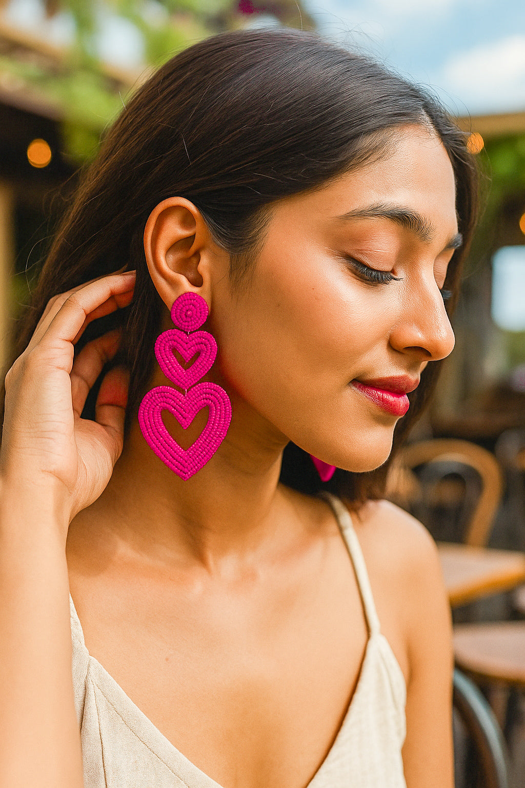 Steal My Love Handmade Beaded Heart Shaped Earrings