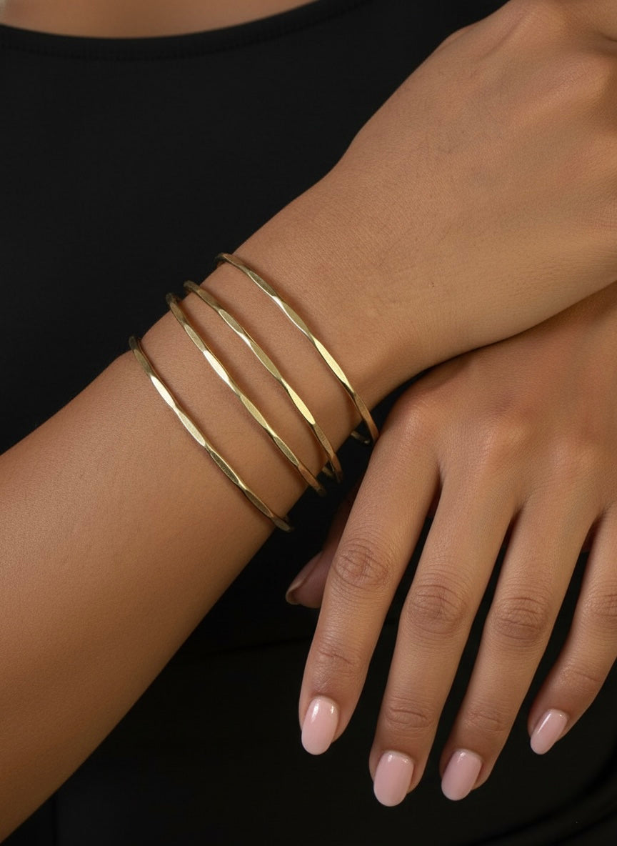 Alina Stripes Brass Cuff Bracelet