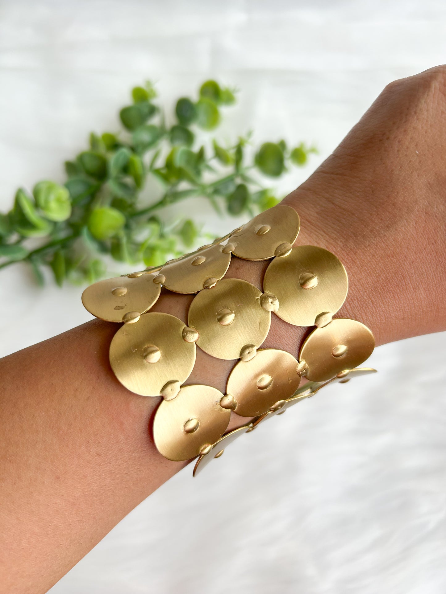 Luna Coin Brass Cuff Bracelet