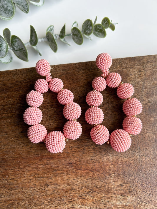 Peachy Orb Handmade Beaded Earrings