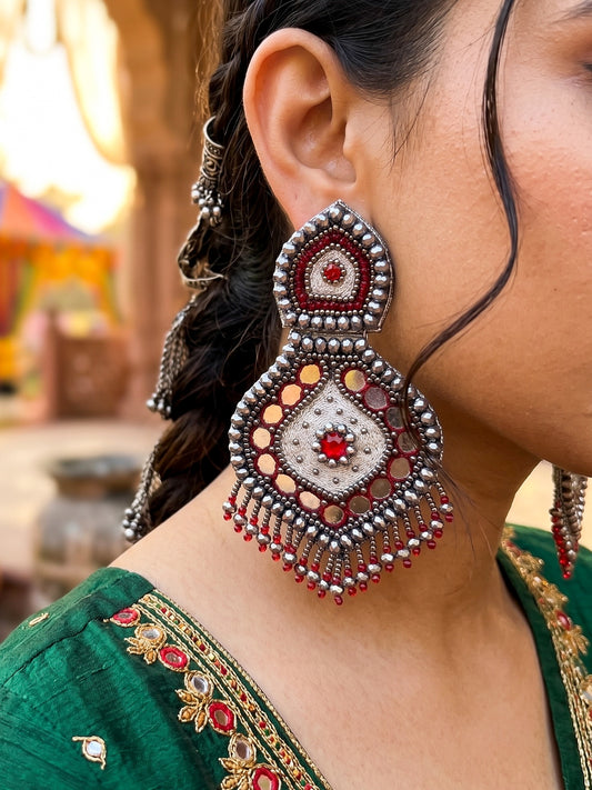 Mehrooni Mirror Handmade Beaded Earrings