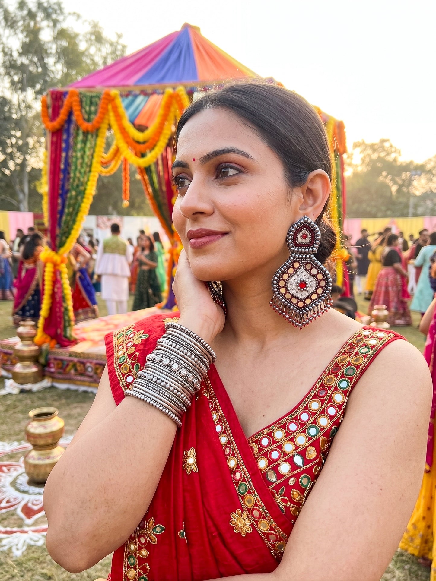 Mehrooni Mirror Handmade Beaded Earrings