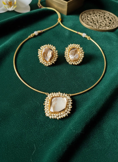 Baroque Pearl Handmade Brass Necklace Set