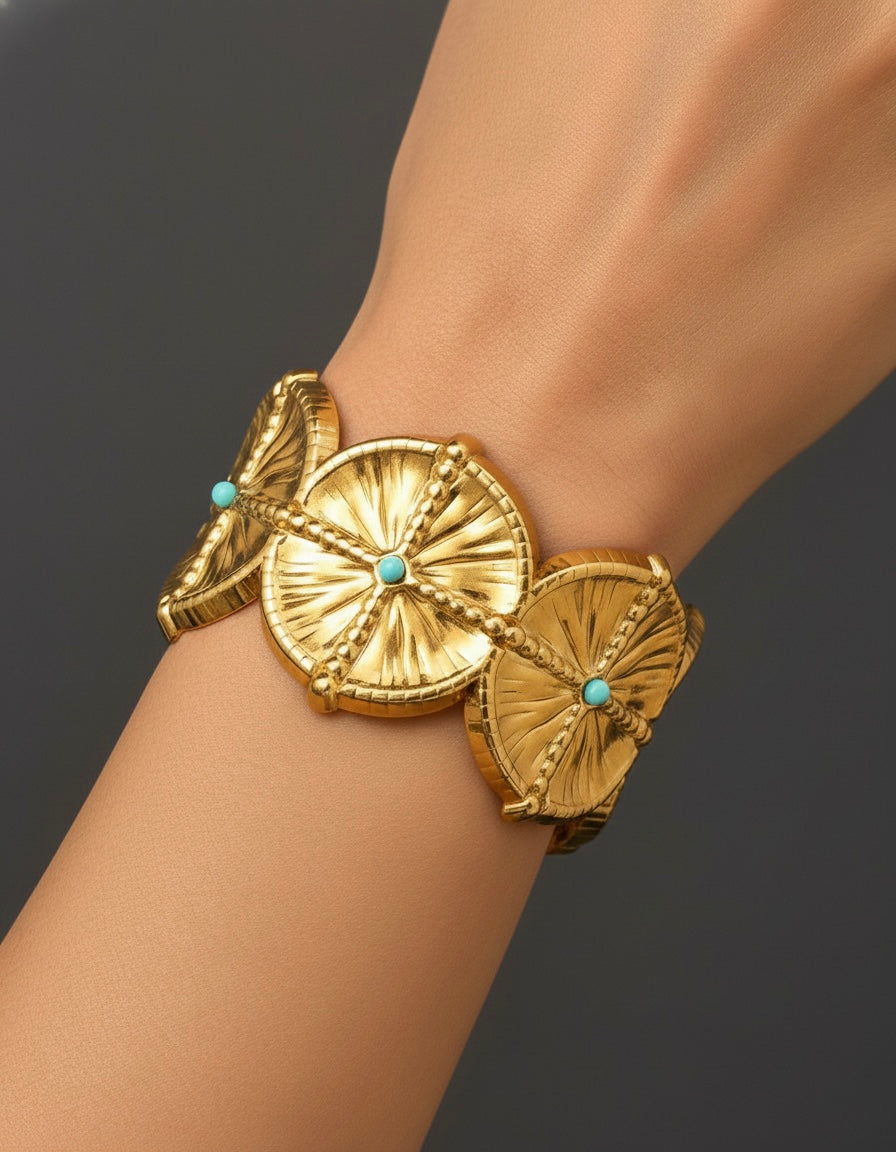 Ferozet 304 Stainless Steel 18k Real Gold Plated Cuff Bracelet