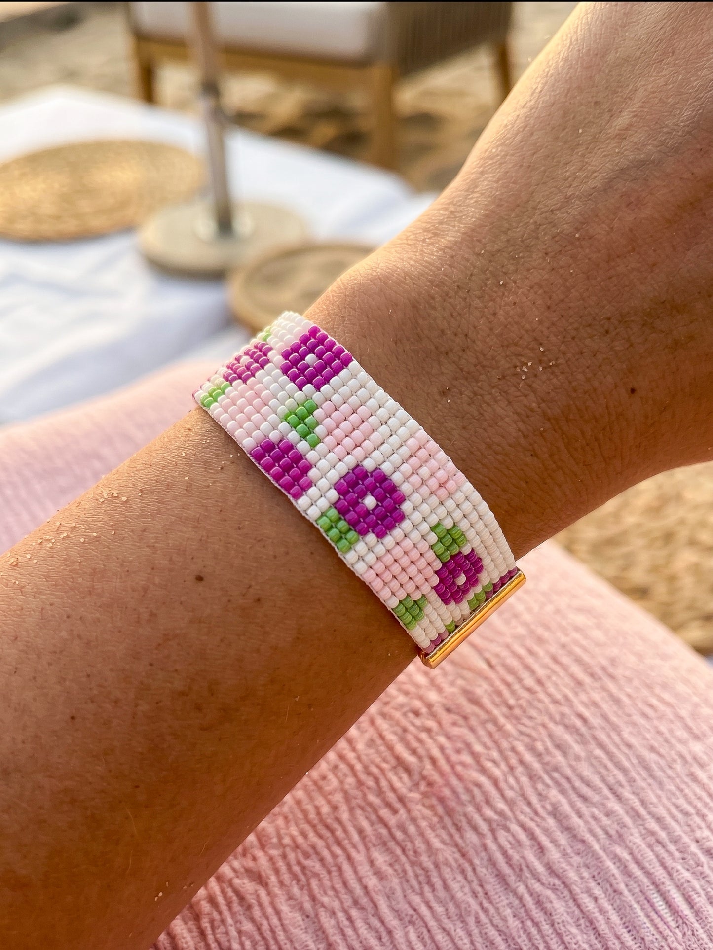 Call It Spring Handmade Beaded Floral Bracelet