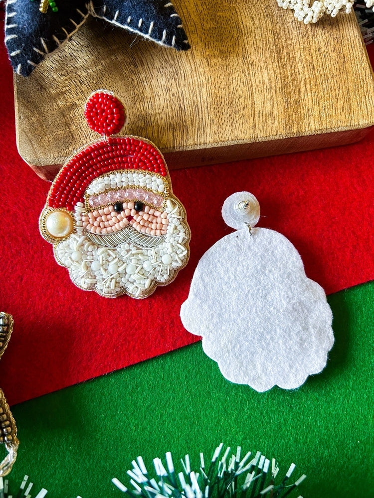 Santa Claus In Town Handmade Beaded Christmas Earrings