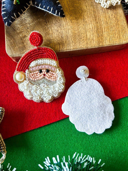 Santa Claus In Town Handmade Beaded Christmas Earrings