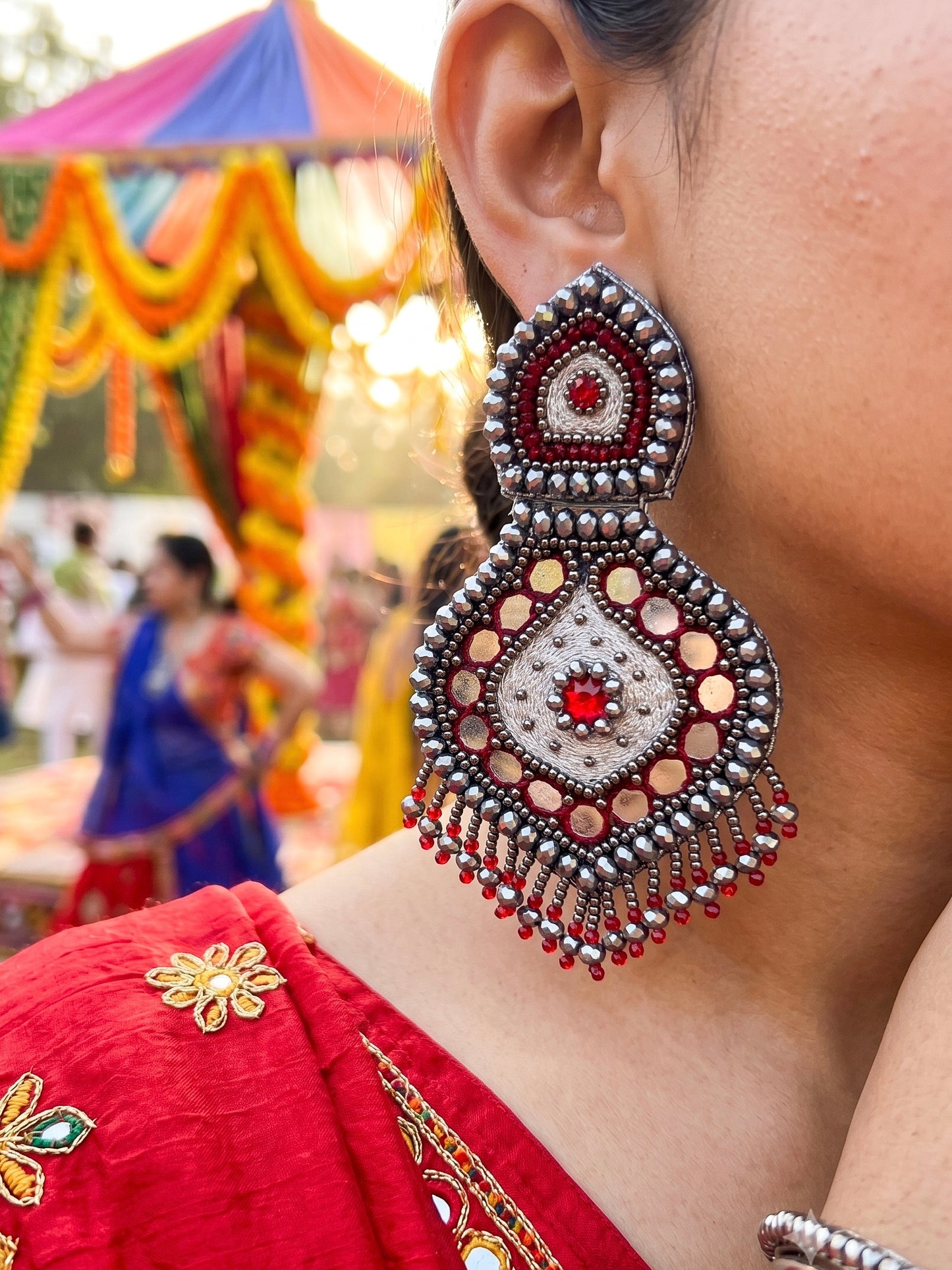 Mehrooni Mirror Handmade Beaded Earrings