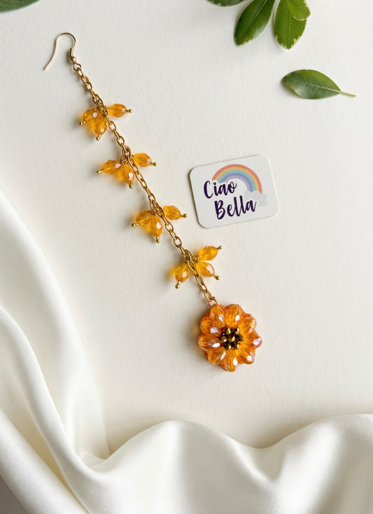 Sparkling Sunflower Handmade Beaded Maangtika