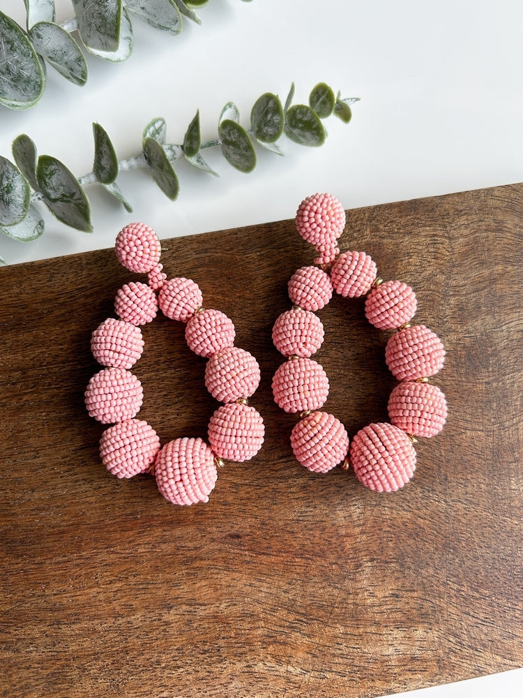 Peachy Orb Handmade Beaded Earrings