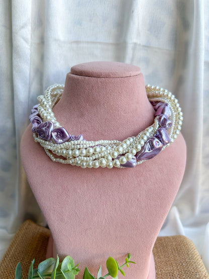 Celeste Pearl Handmade Necklace + Earrings Set - Lavender