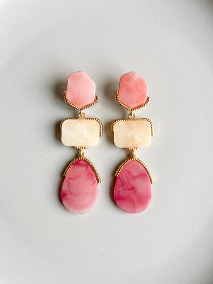 Blushberry Pink Resin Drops Statement Earrings